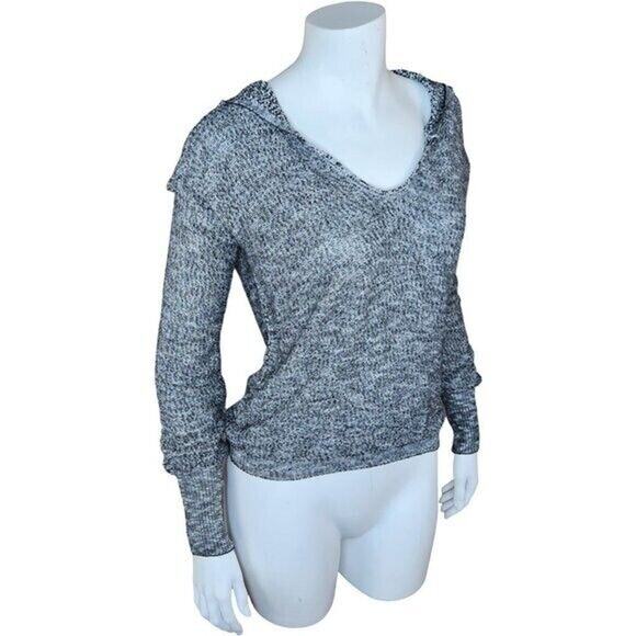 NWT Abound Womens XXS Black White Striped Marbel Lightweight LongSleeve Hood Top - Picture 9 of 12